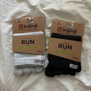injinji Performance Run Toe Socks - Black and Light Gray